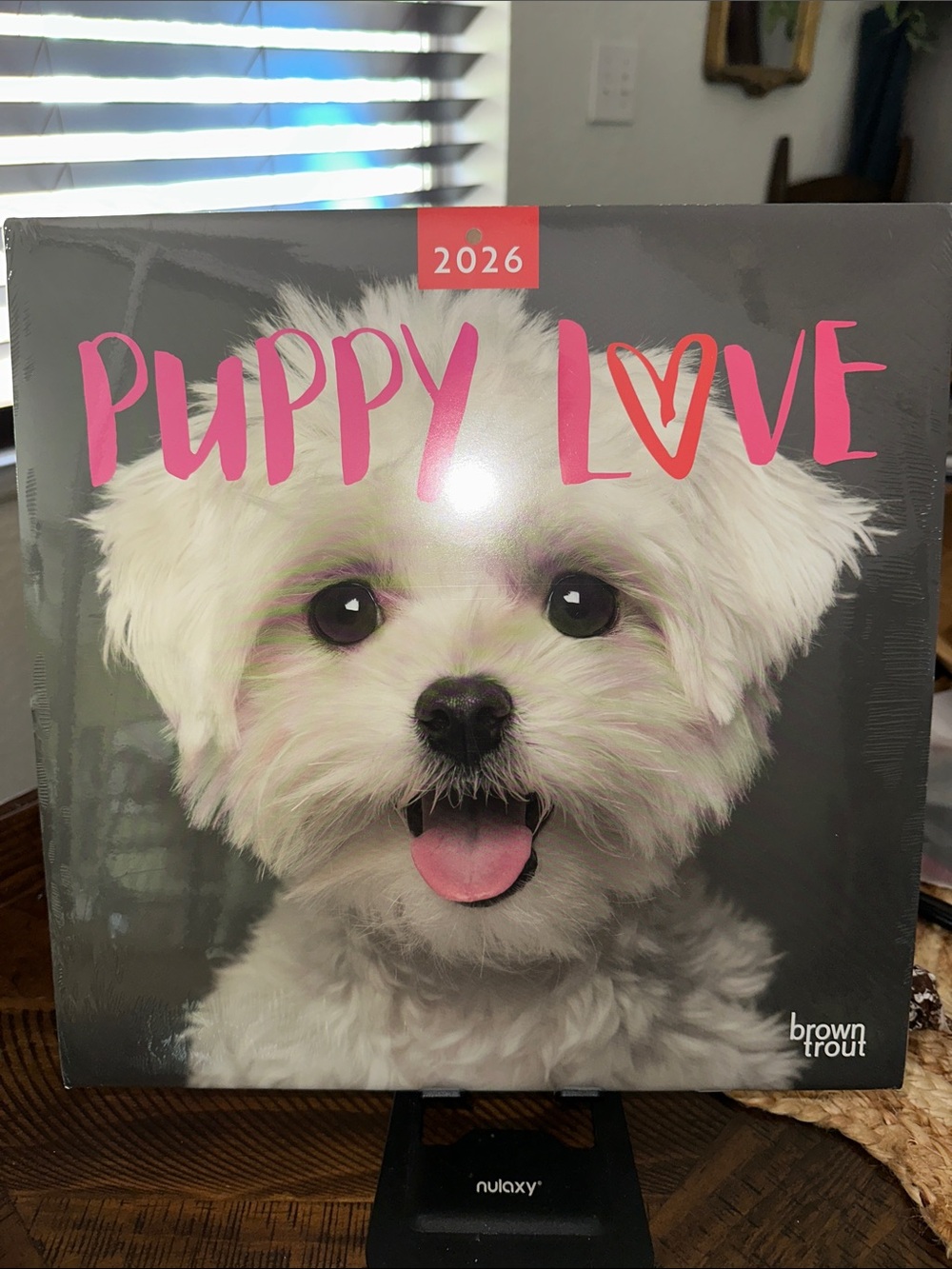 Puppy Love 2026 Wall Calendar - Puppy Photo Grid, Black & Red Accents